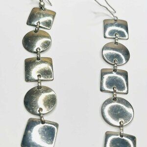 ✨ Vintage Finnish Sterling Silver Drop Earrings | 10 cm | Minimalist Modernist